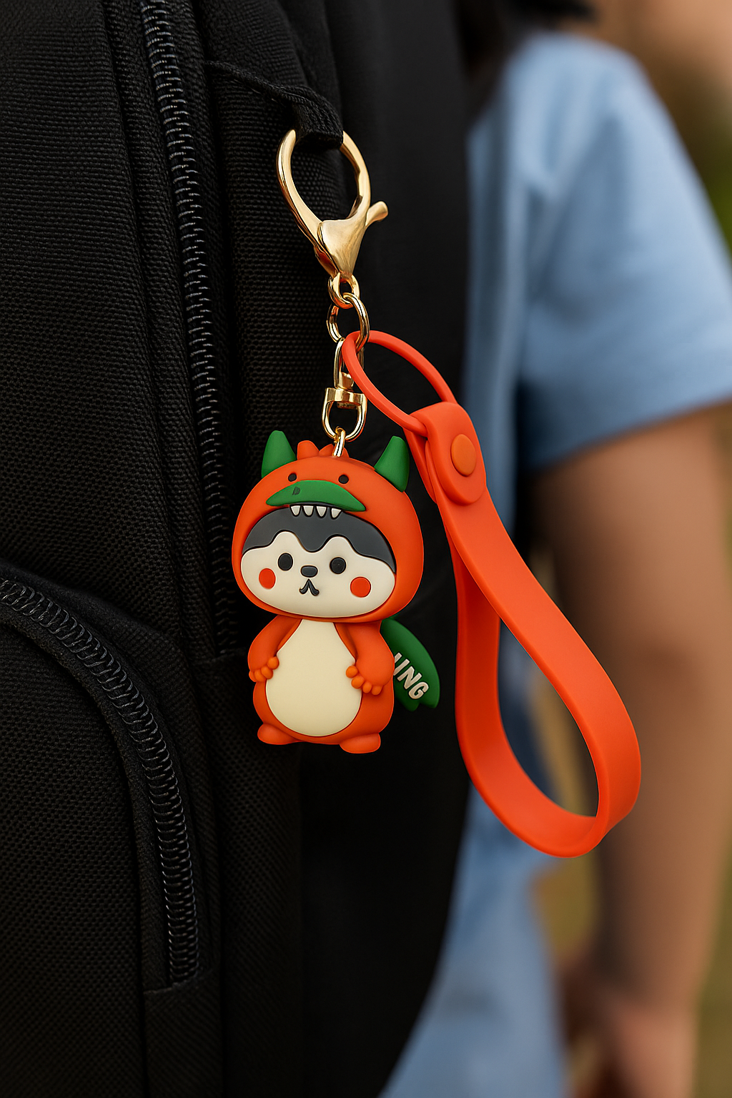 Cute Dino Costume Fox Keychain