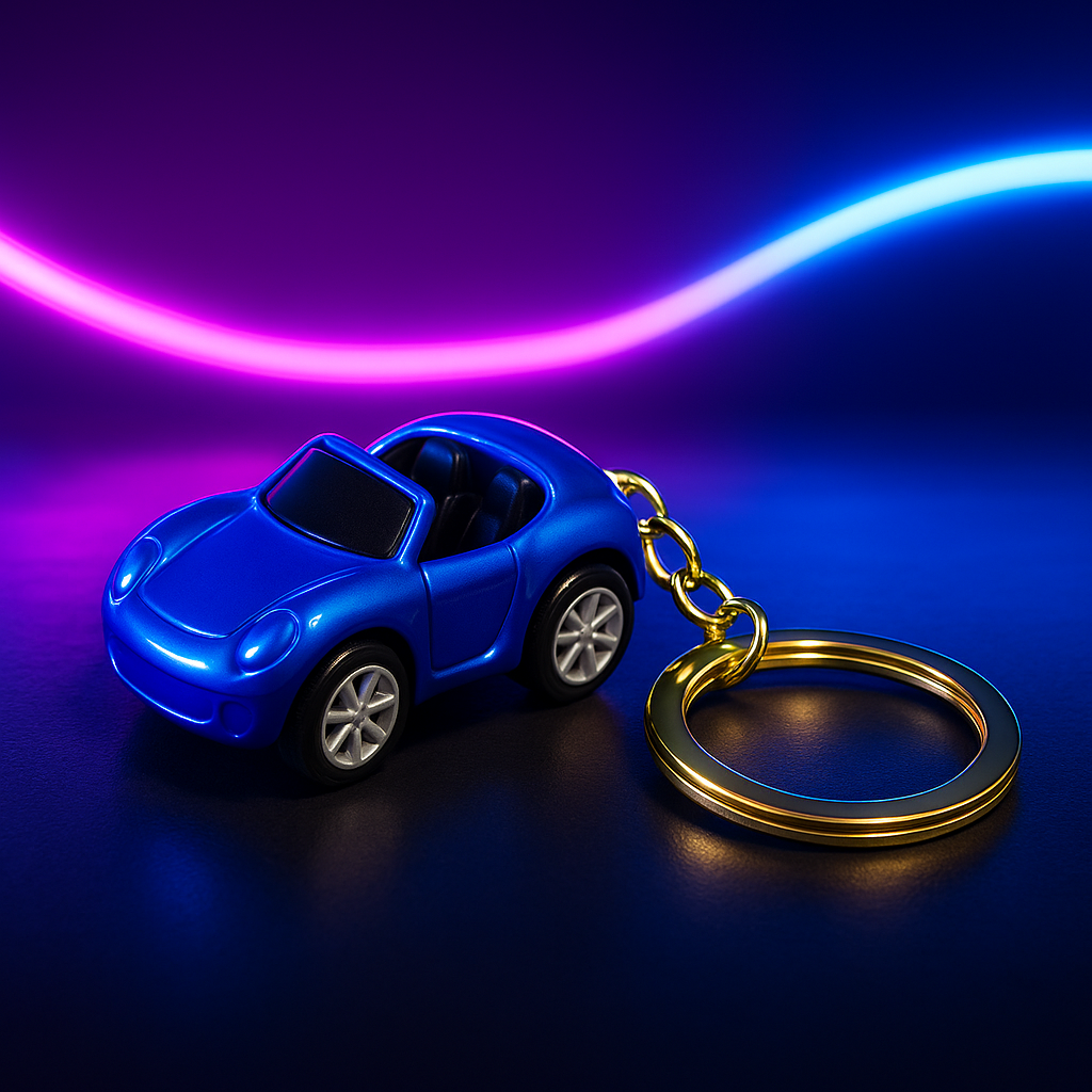 Blue Sports Car Keychain