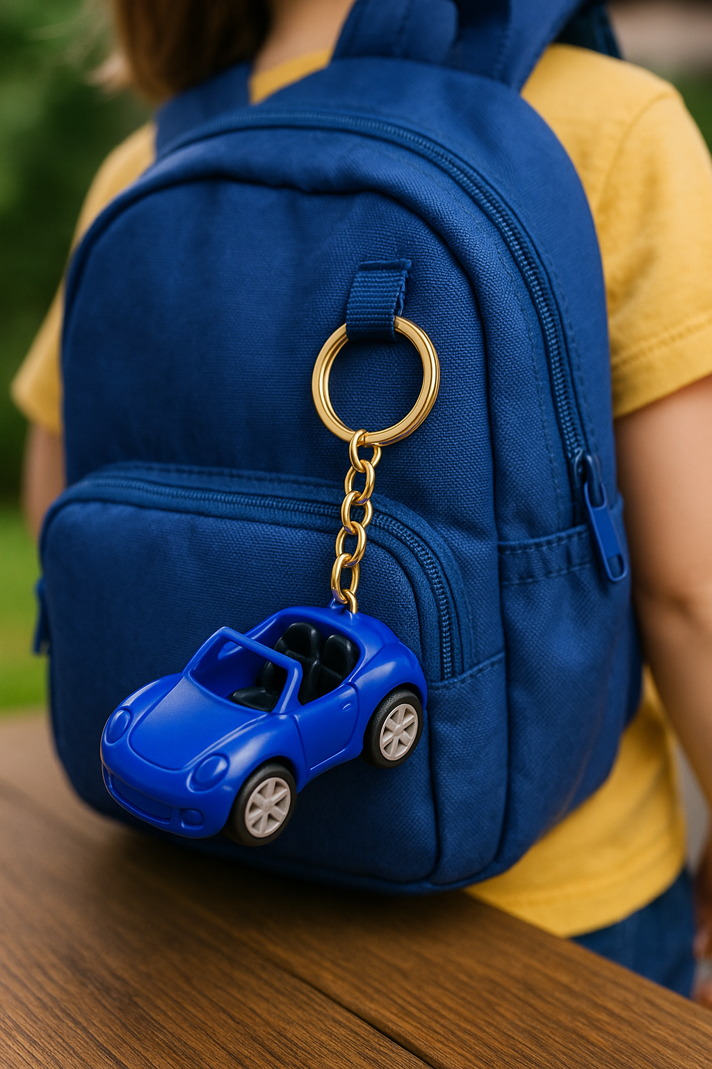 Blue Sports Car Keychain