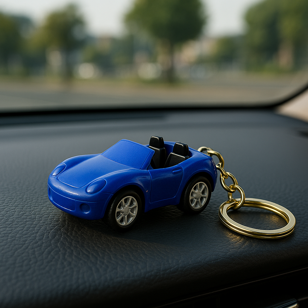 Blue Sports Car Keychain
