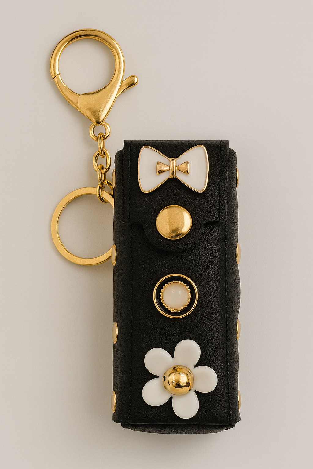 Black Bow & Pearl Mini Pouch Keychain
