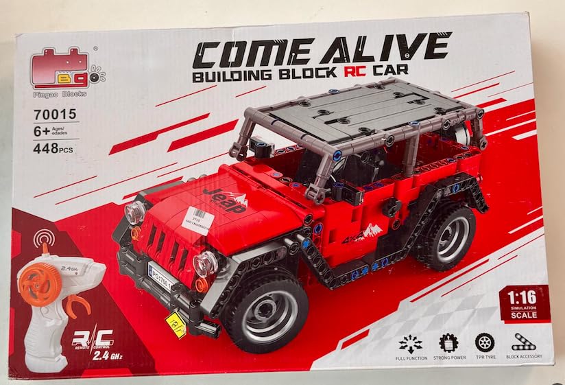 Come Alive RC Building Block Car, 1:20 Scale, 319 Pieces,