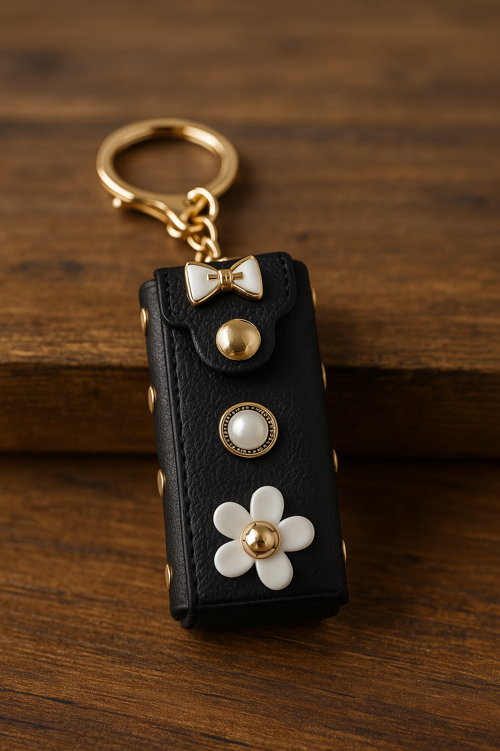 Black Bow & Pearl Mini Pouch Keychain