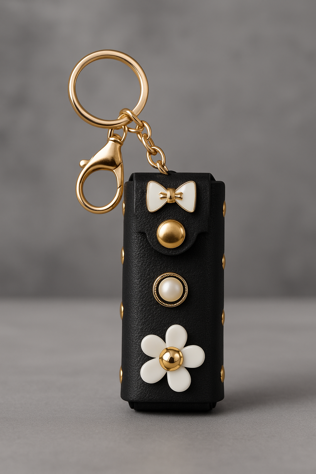 Black Bow & Pearl Mini Pouch Keychain