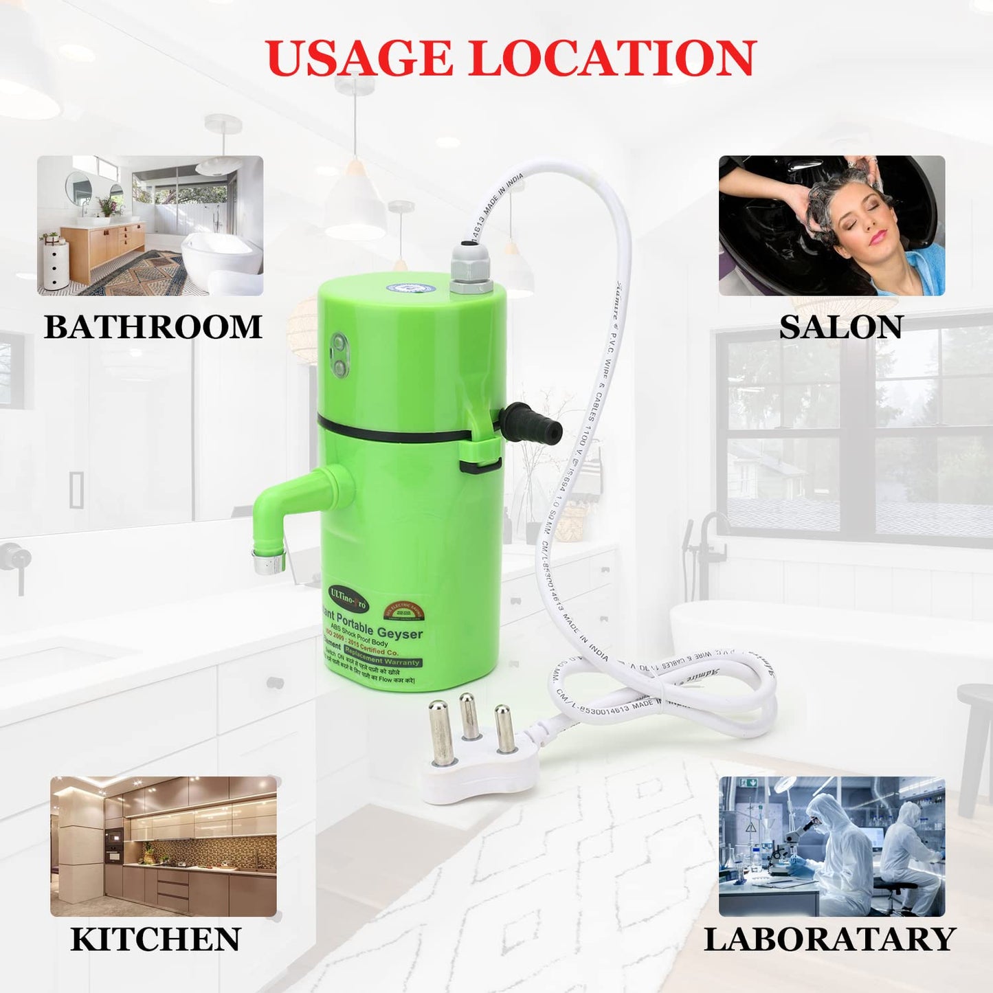 Smart Portable Instant Water Geyser for Kitchen, Bathroom & Cleaning