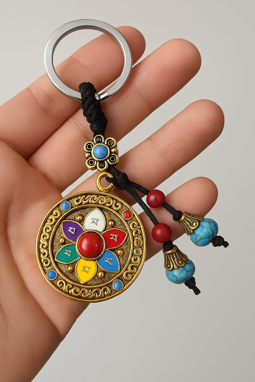 Tibetan Mandala Lotus Keychain