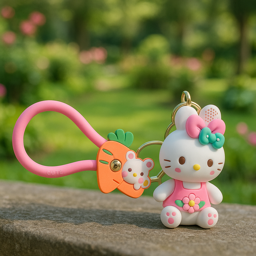 Cute Hello Kitty Carrot Charm Keychain