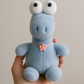 Cute Blue Dino Plush Toy with Flower Necklace