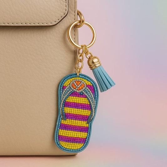 Colorful Rhinestone Flip-Flop Keychain