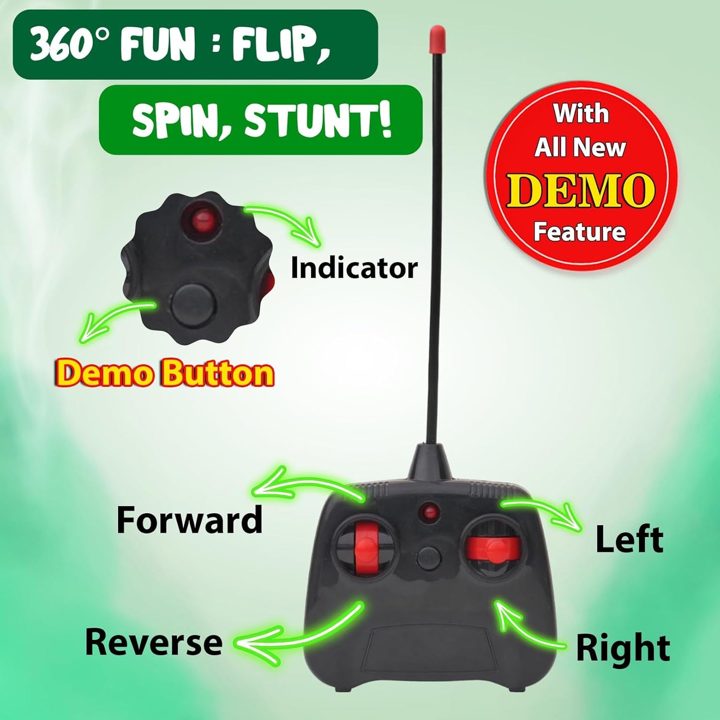 9802 Rechargeable 5 Functions 360° Rotating & Rolling Big Stunt Car Toy