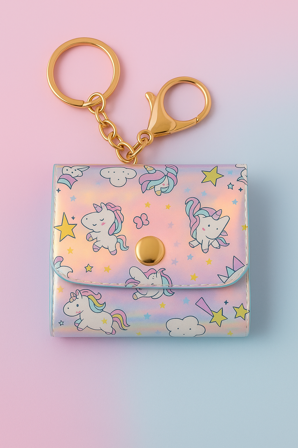 Unicorn Holographic Mini Wallet Keychain