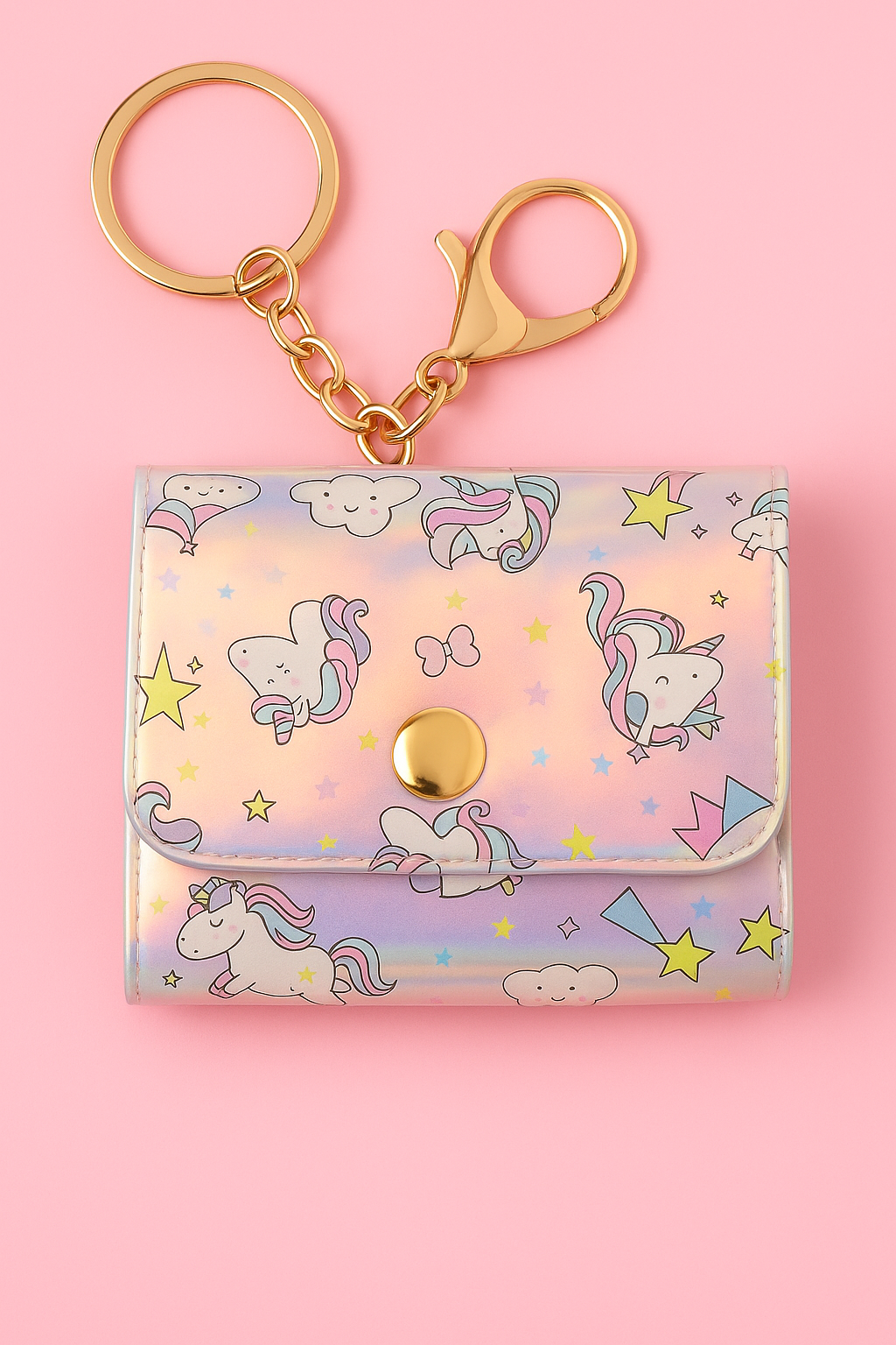Unicorn Holographic Mini Wallet Keychain