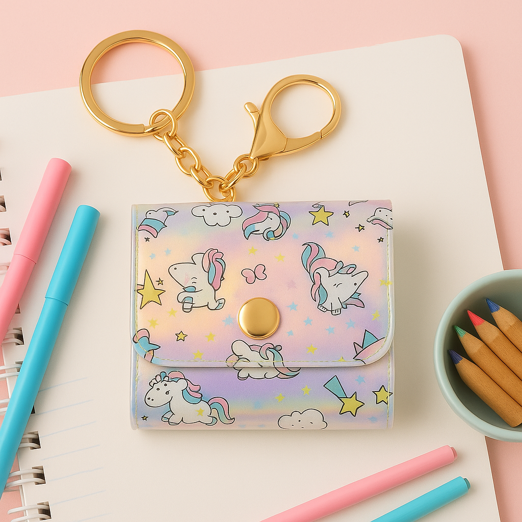 Unicorn Holographic Mini Wallet Keychain