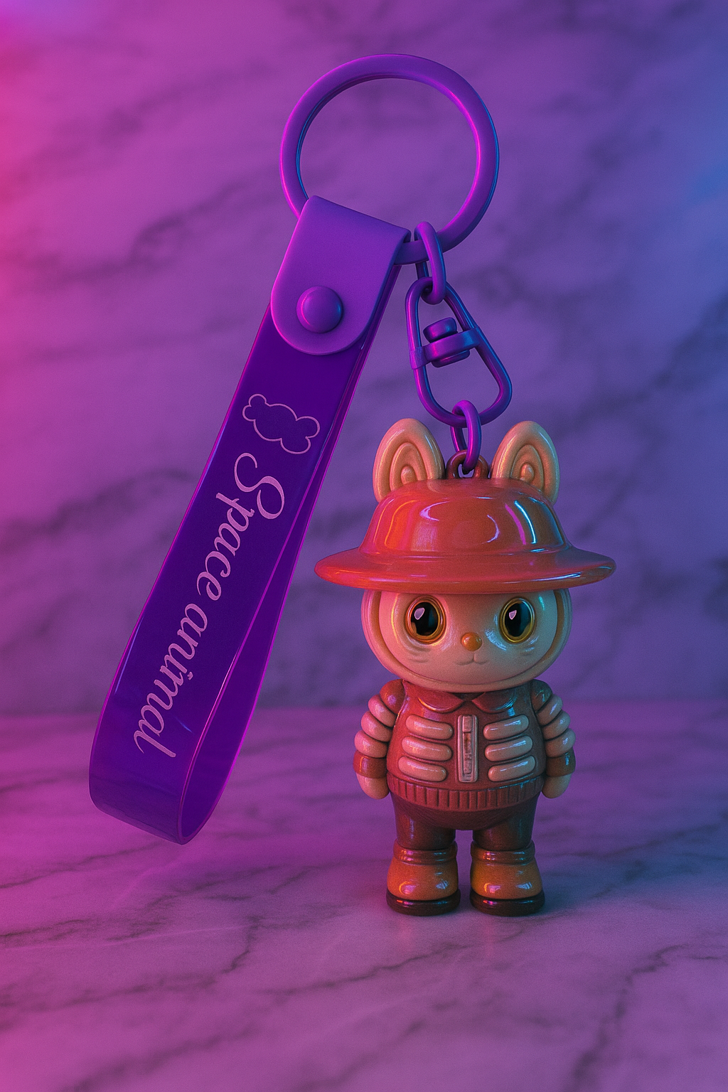 Space Animal Purple Cat Keychain |