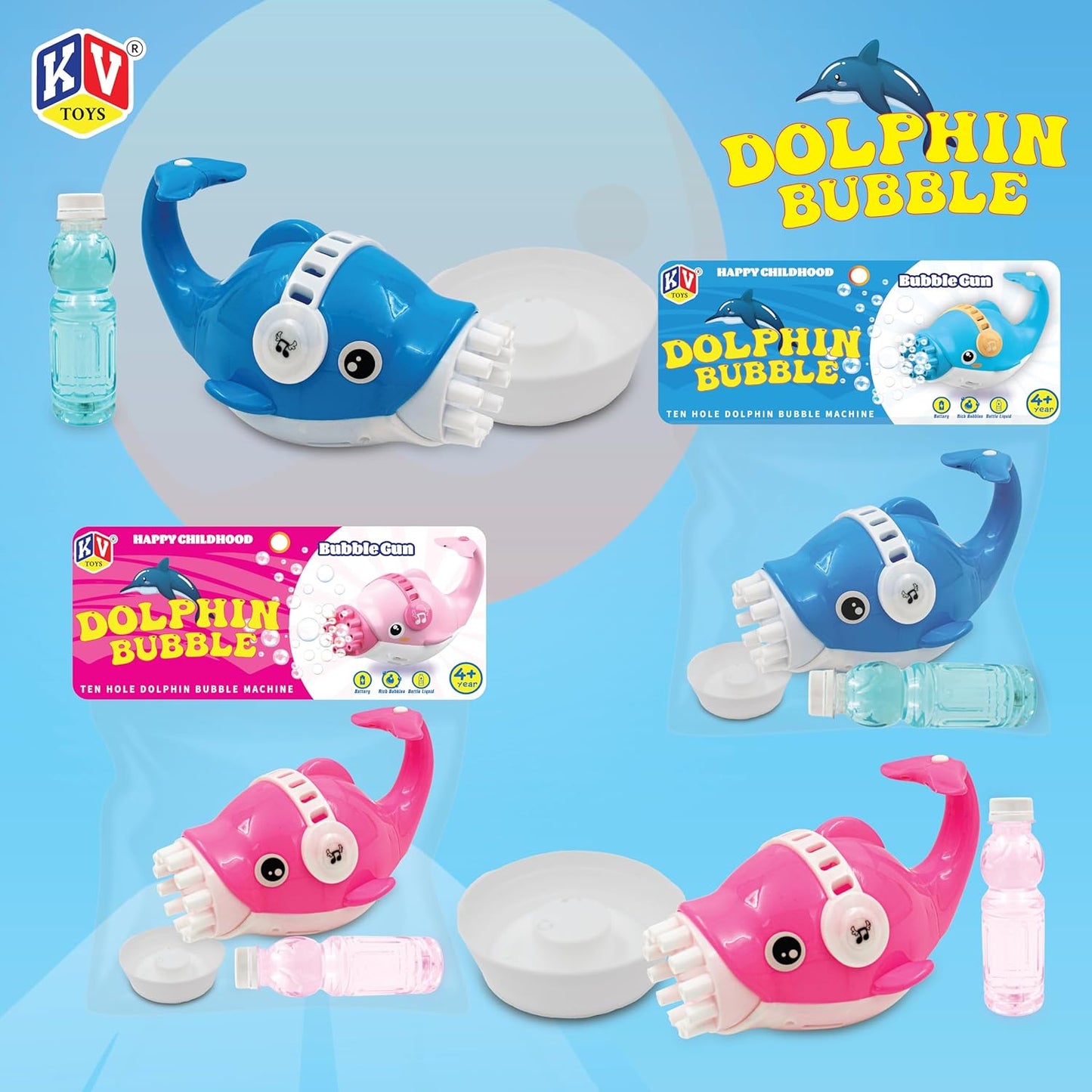 Dolphin Bubble Gun for Kids | 10-Hole Bubble Machine