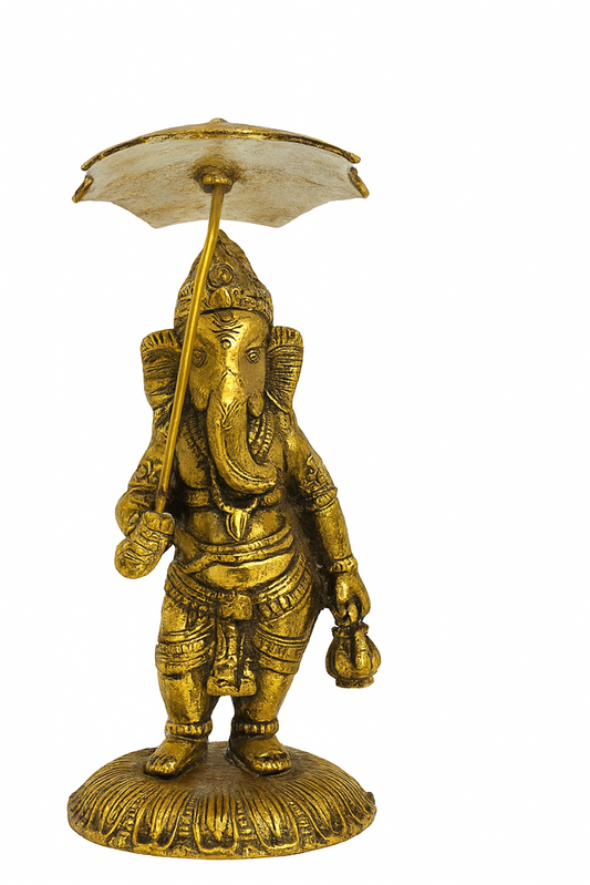 🪔🙏 Brass Ganesha Idol with Umbrella