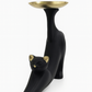 🐾 Black Cat Candle Holder with Golden Dish