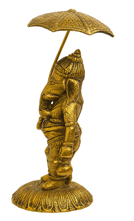 🪔🙏 Brass Ganesha Idol with Umbrella