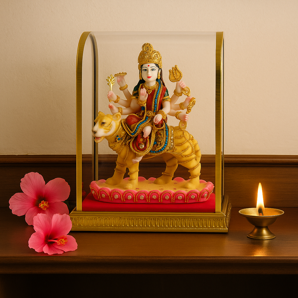 Durga Maa Statue with Golden Tige