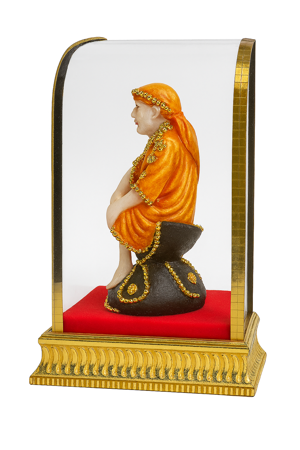 Sai Baba Murti in Decorative Glass Case