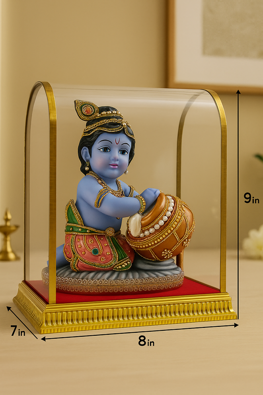 Bal Krishna Idol in Decorative Glass Case