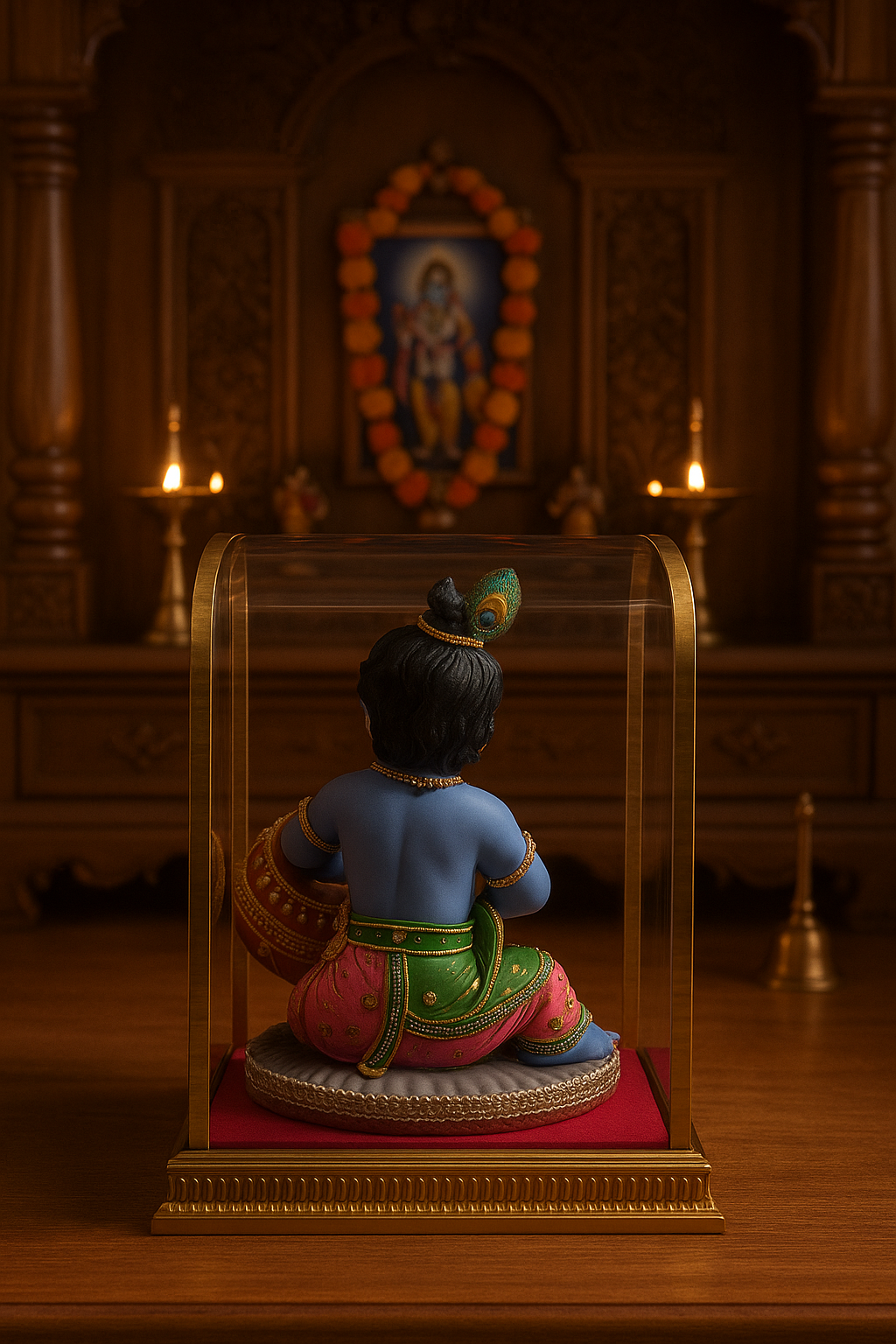 Bal Krishna Idol in Decorative Glass Case