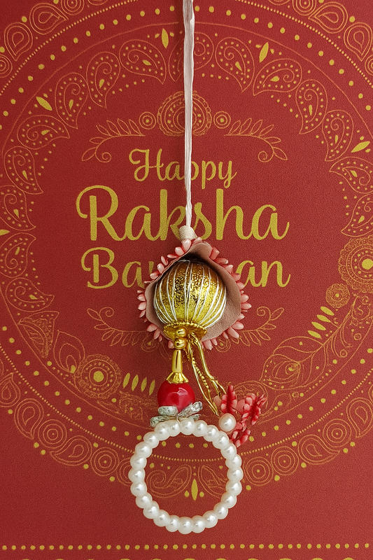 💖 Elegant Rakhi with Pearl Ring