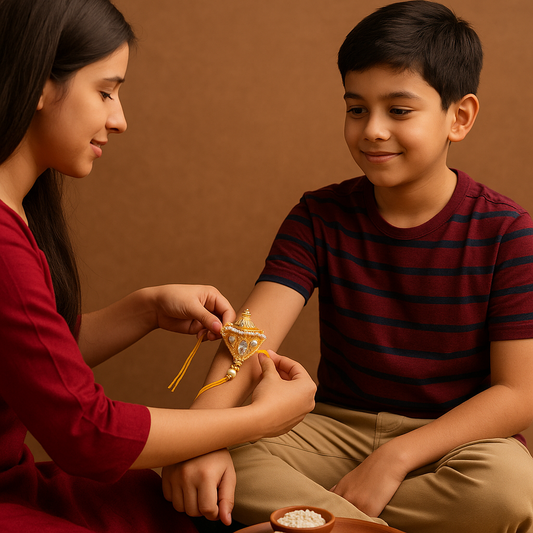 🪔 Designer Yellow Beaded Rakhi for Brother |
