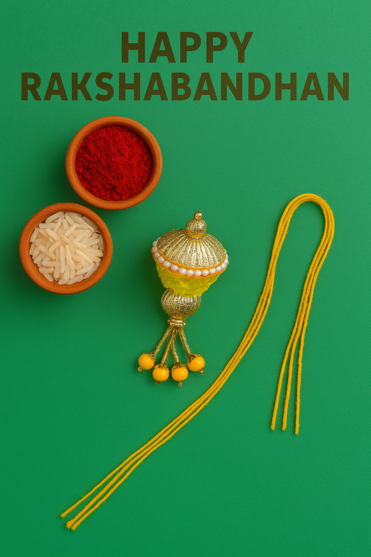 🪔 Designer Yellow Beaded Rakhi for Brother |