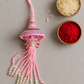 🌸 Fancy Pink Umbrella Rakhi 🎀 with Beads & Pearls