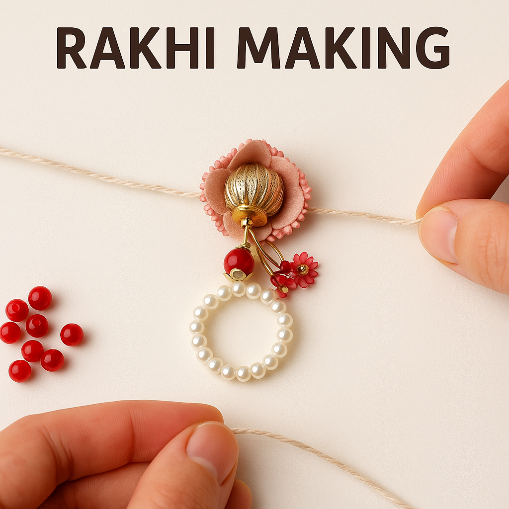 💖 Elegant Rakhi with Pearl Ring
