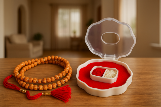 🧿 Rudraksha Rakhi Gift Set 🎁 |