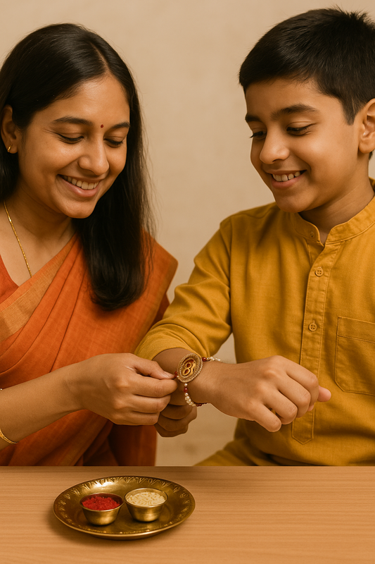 🌸 Traditional Rudraksha Rakhi for Brother 🎁