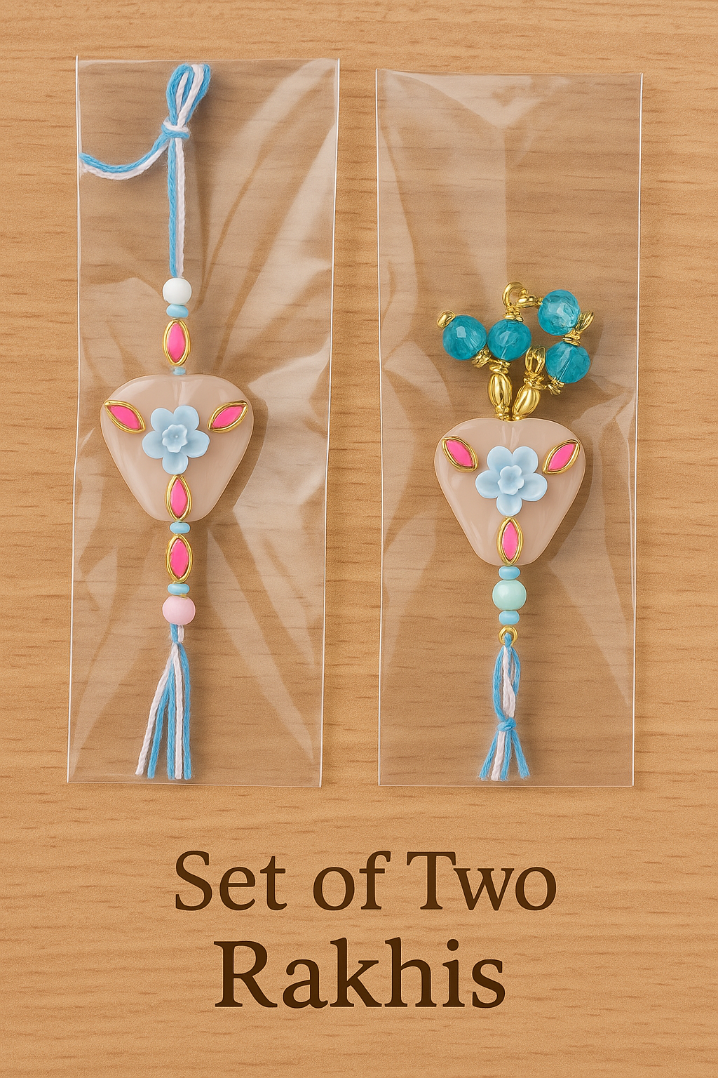 Cute Floral Rakhi Jodi Set 🌸💙