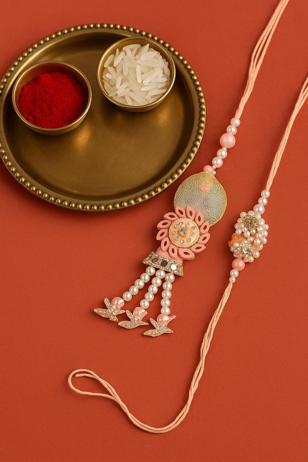 🌸 Designer Rakhi & Lumba combo