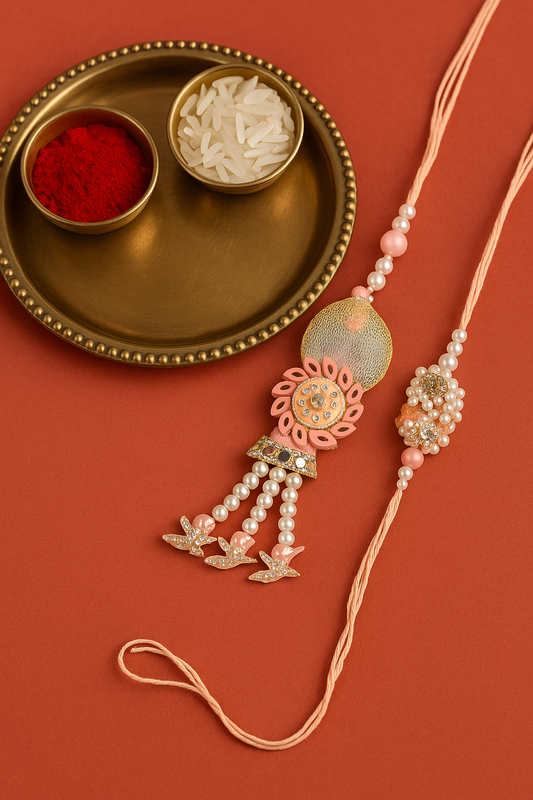 🌸 Designer Rakhi & Lumba combo