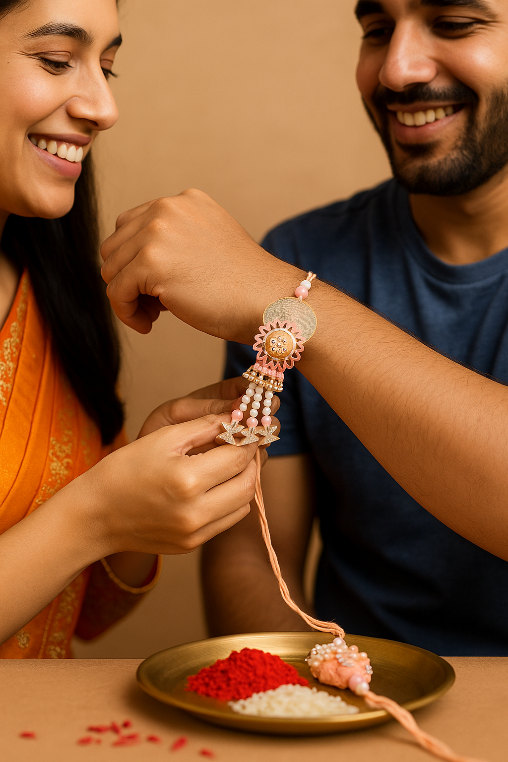 🌸 Designer Rakhi & Lumba combo