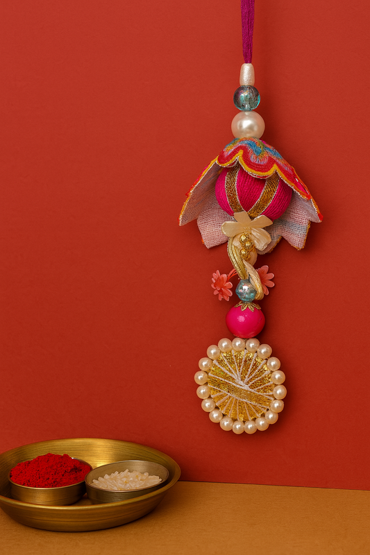 Elegant Floral Pearl Rakhi for Brothe