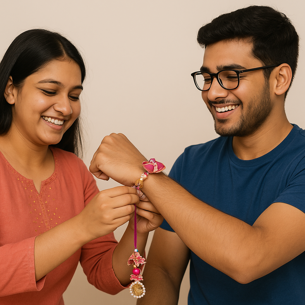 Elegant Floral Pearl Rakhi for Brothe