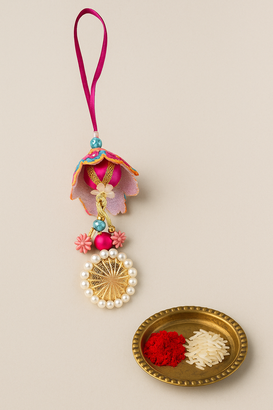 Elegant Floral Pearl Rakhi for Brothe
