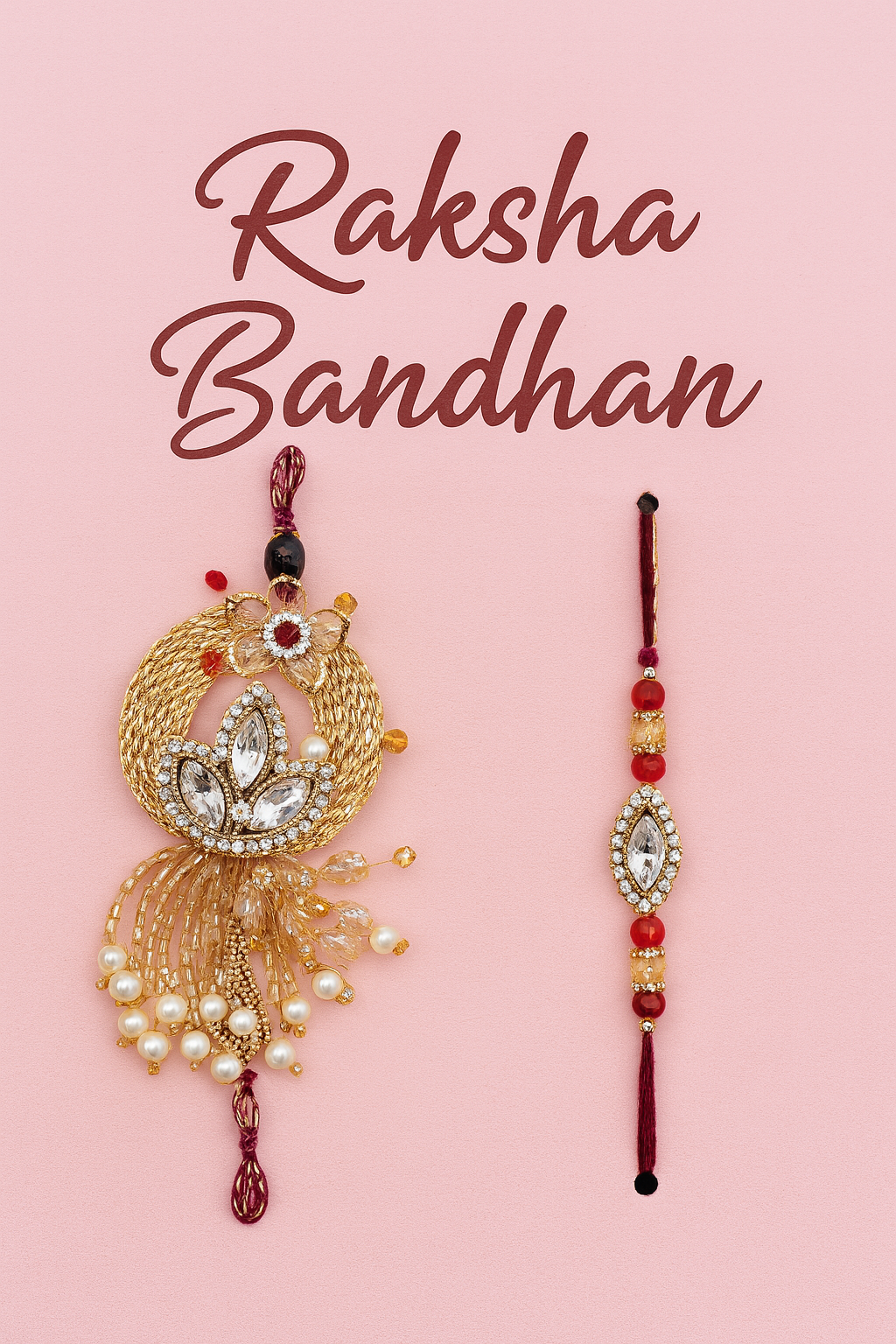 🪷 Elegant Designer Rakhi with Decorative Lumba Set 🌸