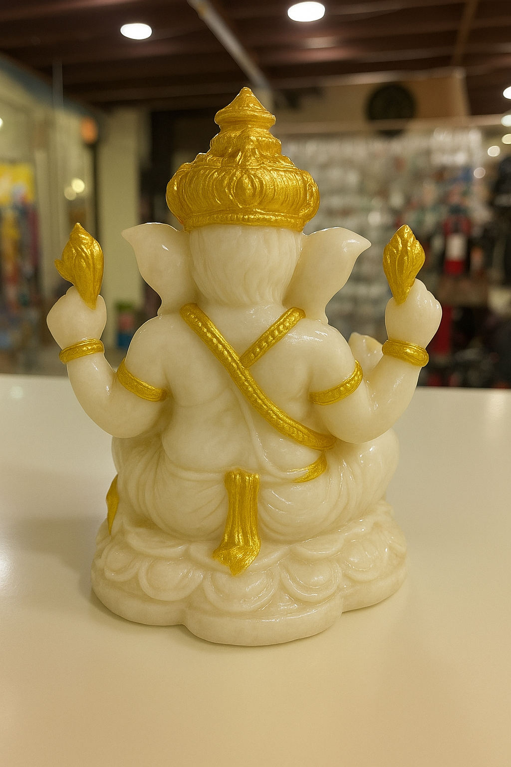 "White & Golden Lord Ganesha Idol