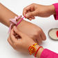🌸 Fancy Pink Umbrella Rakhi 🎀 with Beads & Pearls