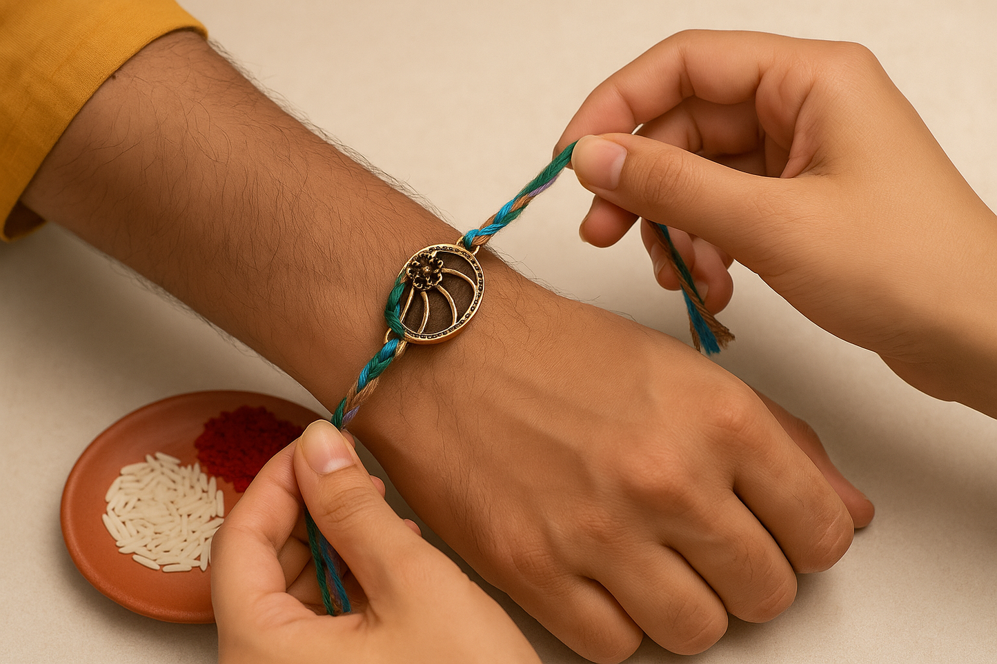 🧿 Traditional Rakhi with Multicolor Thread