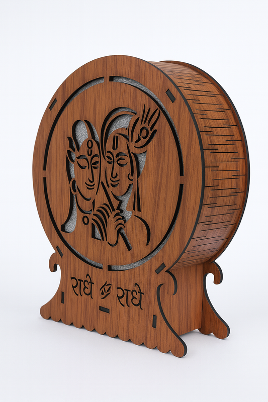 Radha Krishna Wooden LED Lamp-