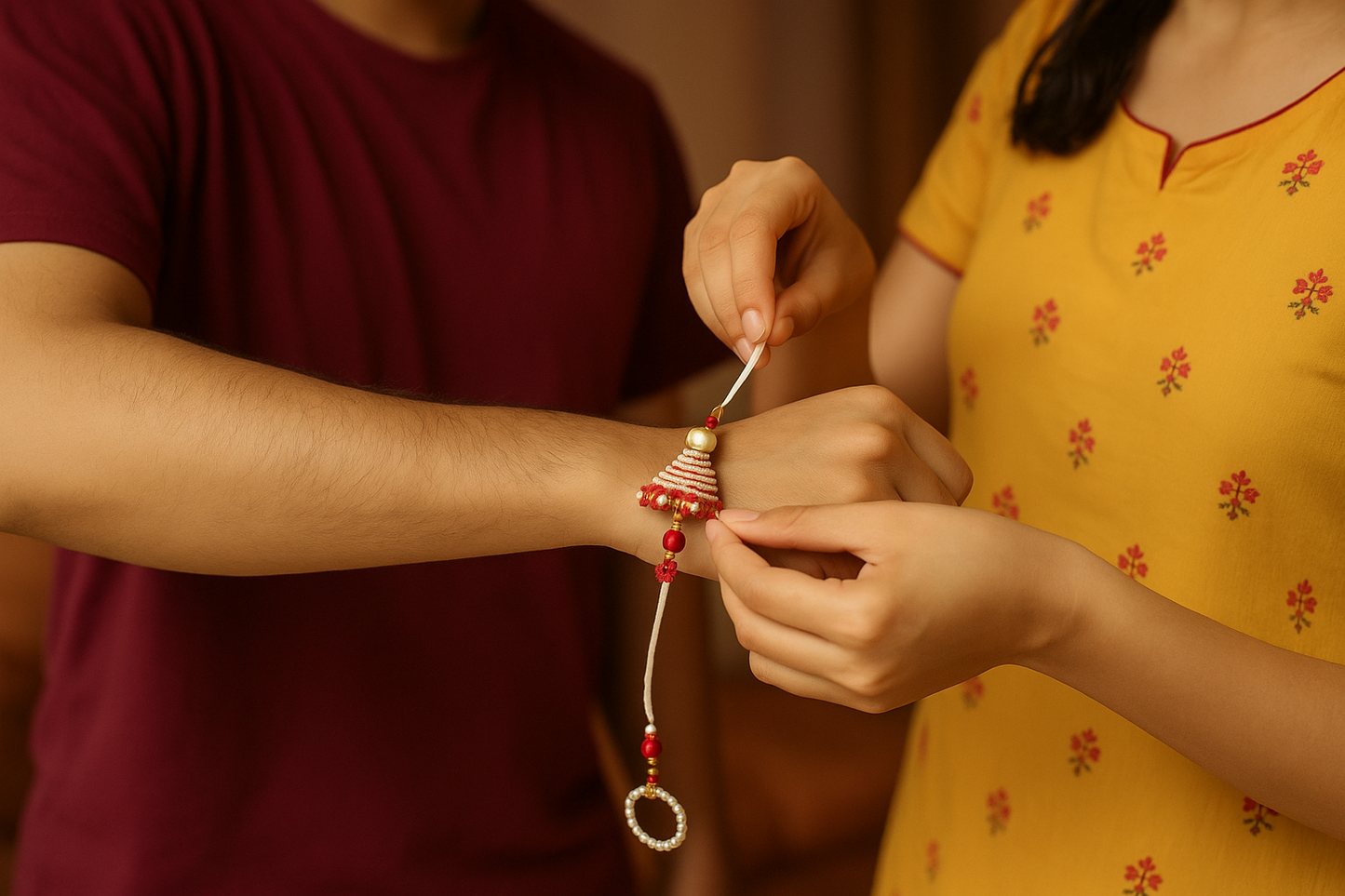 💖 Elegant Rakhi with Pearl Ring