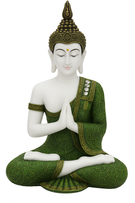 🙏 Elegant White & Green Buddha