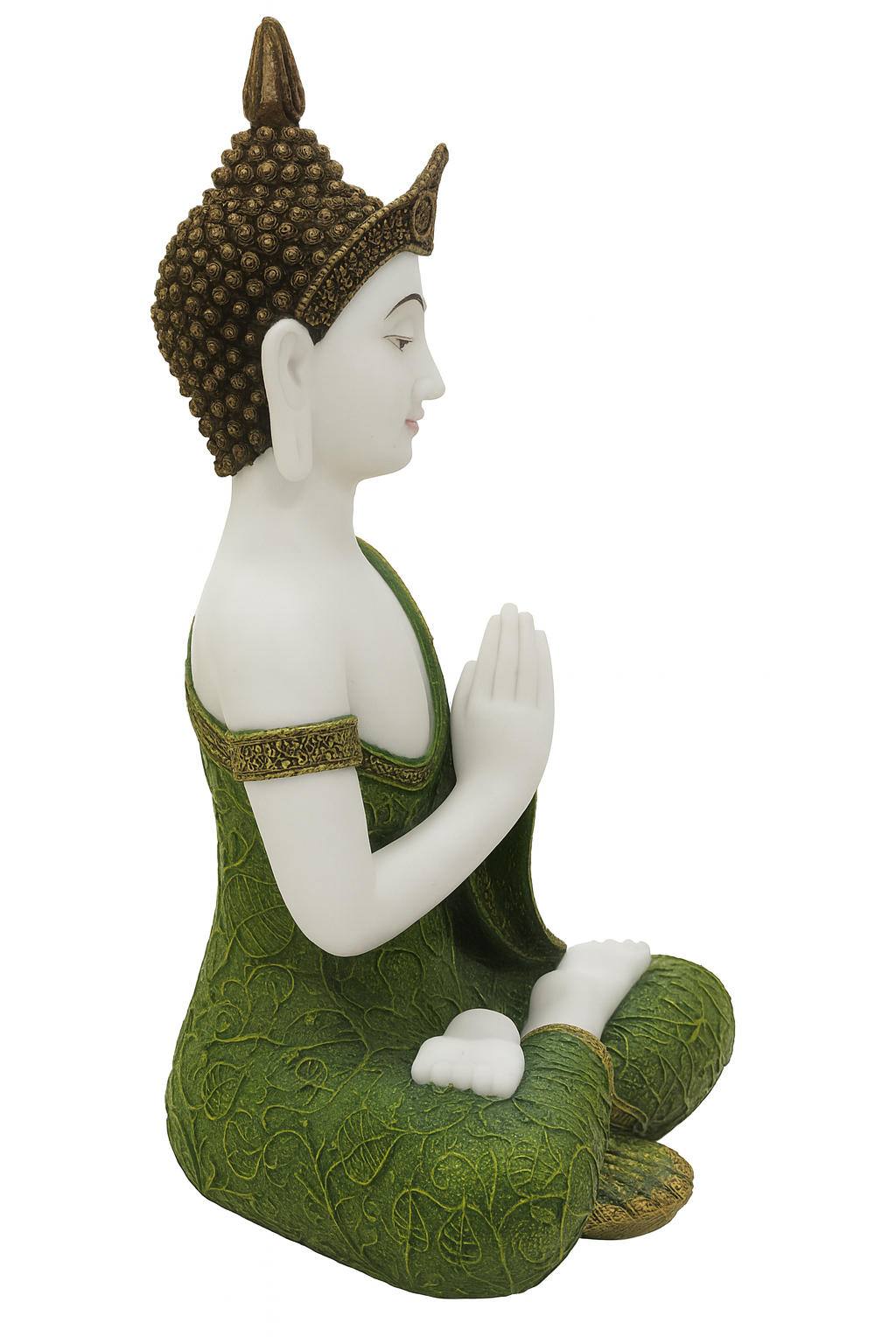 🙏 Elegant White & Green Buddha