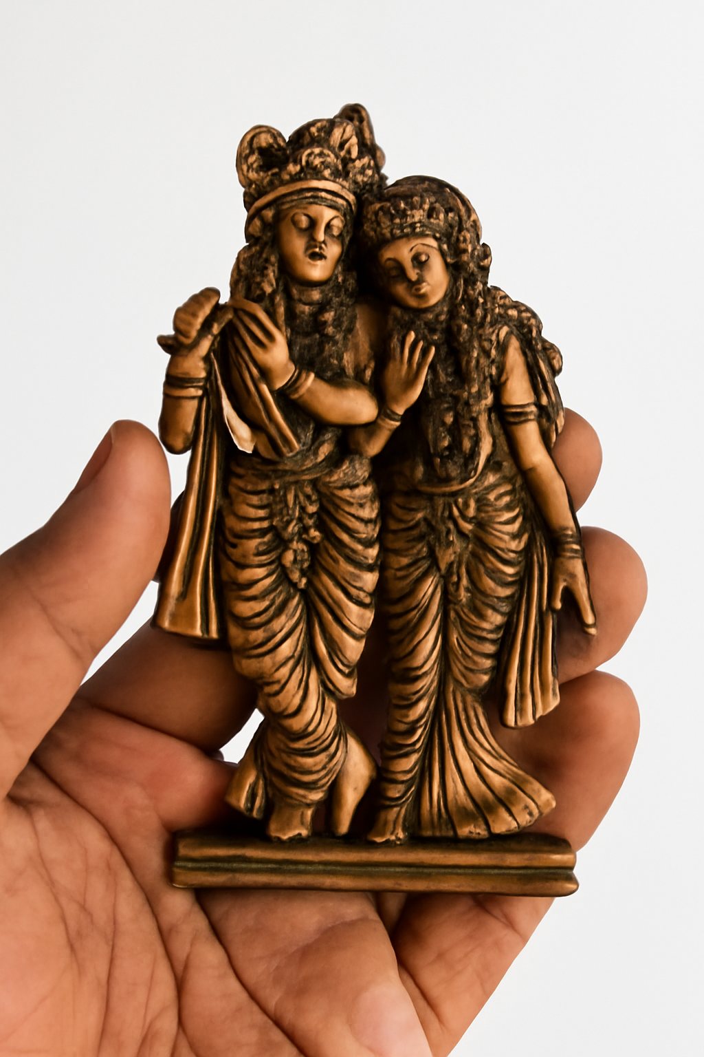 Radha Krishna Bronze Finish Miniature Idol
