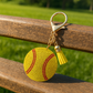 Sparkling Yellow Softball Keychain